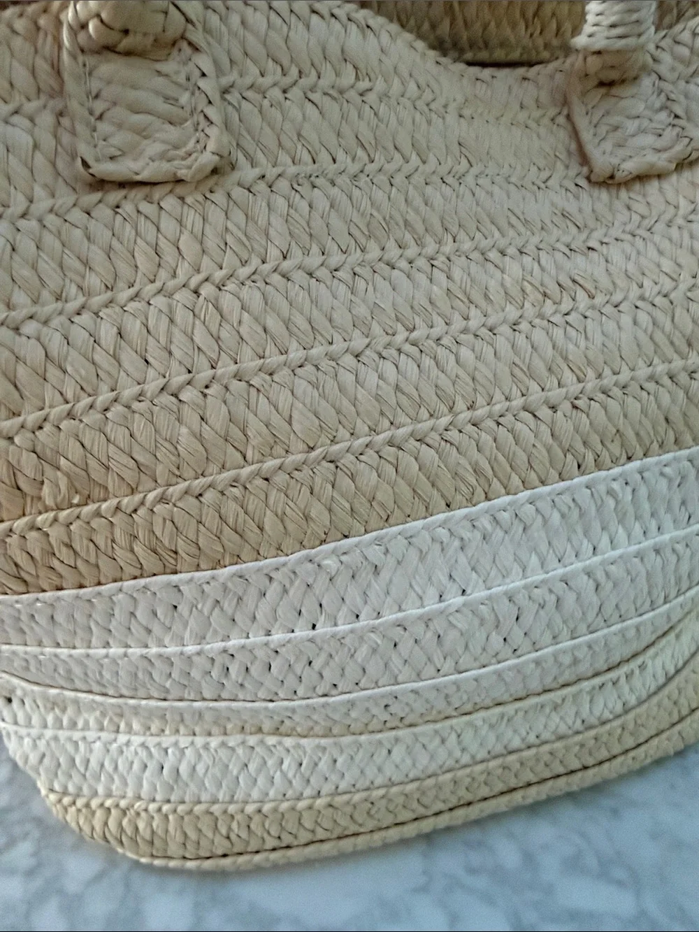 Altru Bone & Ivory Straw Tote.   NWOT